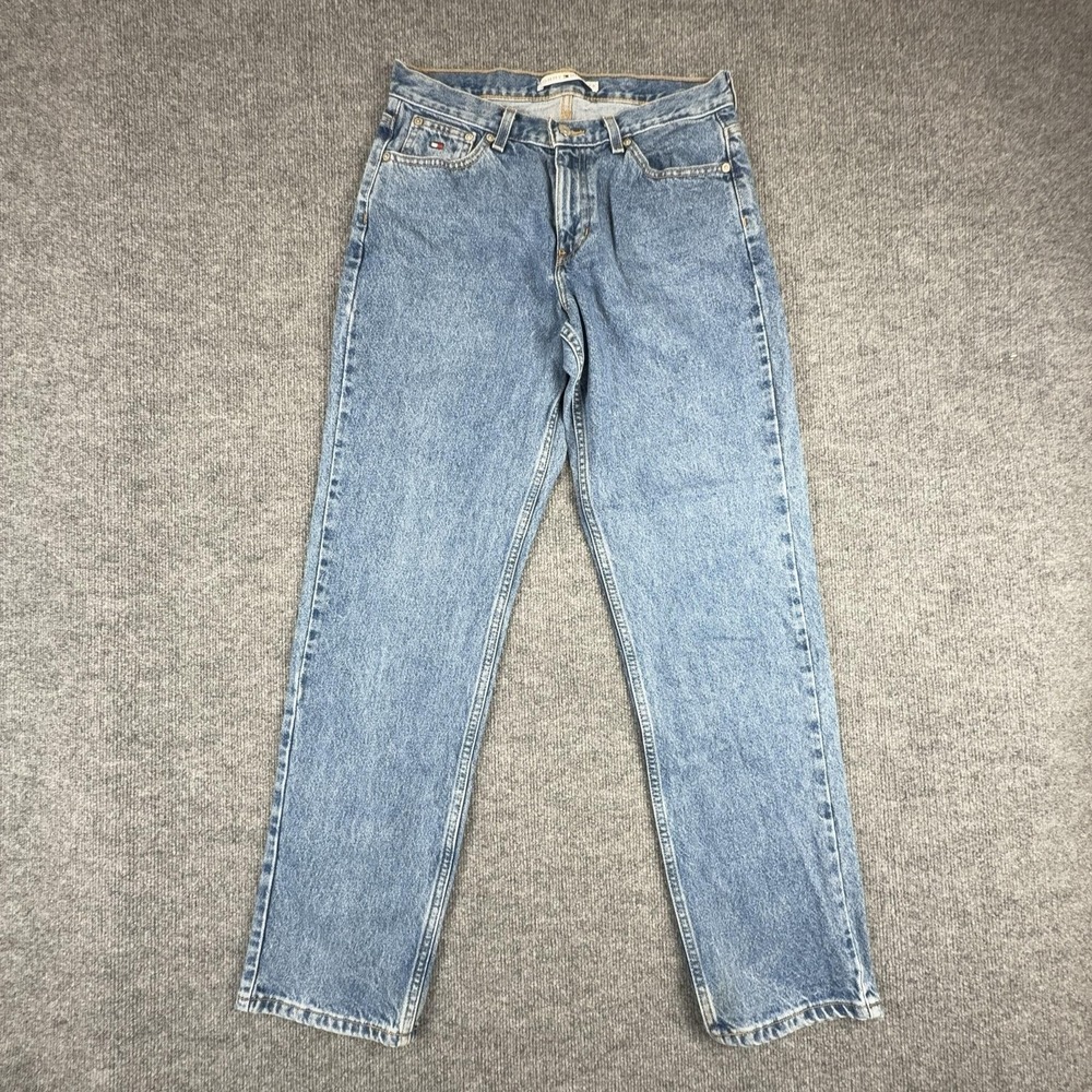 Y2K Tommy Hilfiger Jeans Womens 32x32 Light Wash Blue Regular Fit Straight Denim